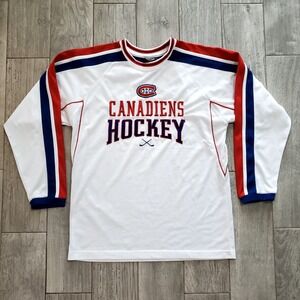 Vintage Medium Montreal Canadiens Jersey Sweatshirt HG NHL‎ White 90s READ